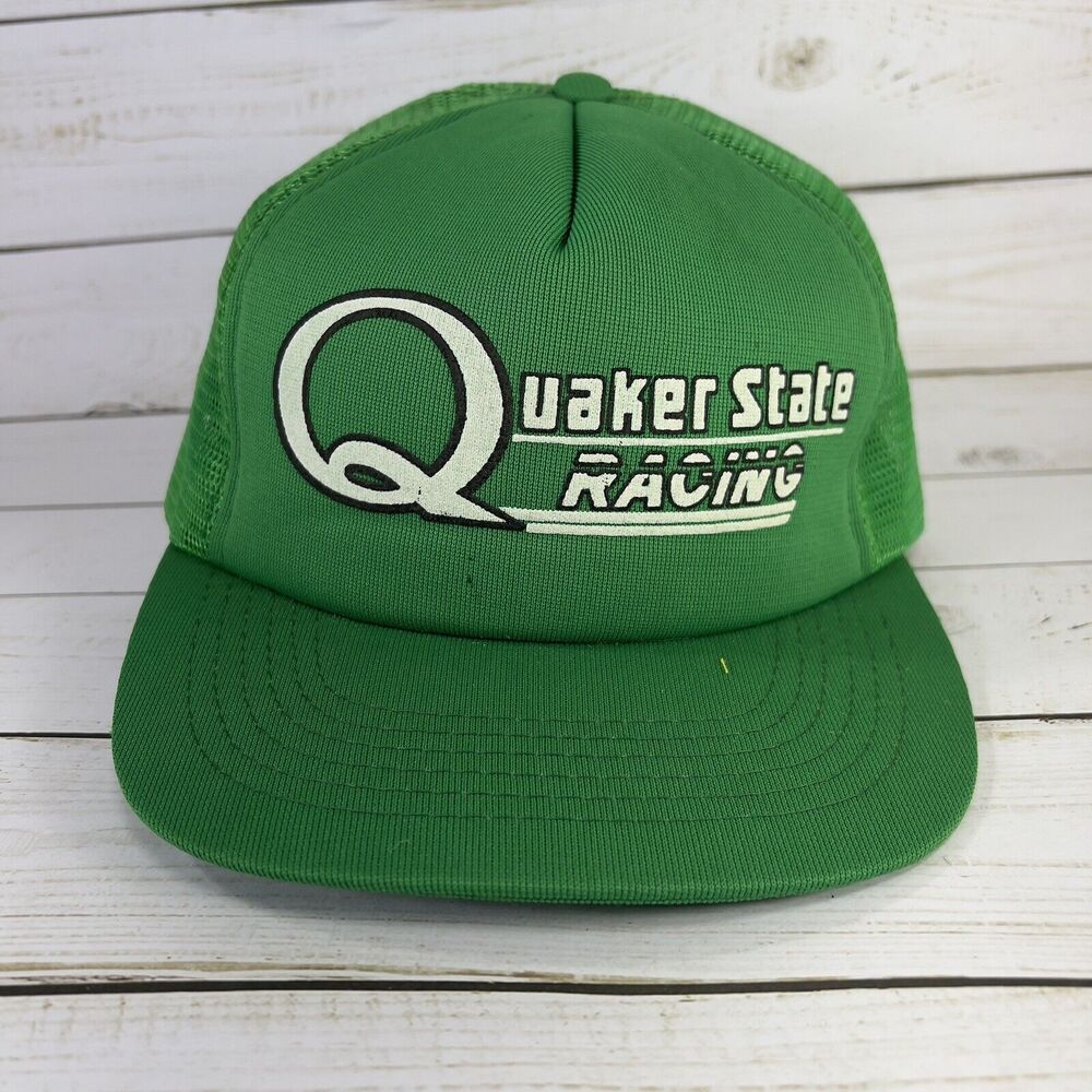 Quaker State Hat Vintage Hat Green Trucker Mesh SnapBack 80s 90s